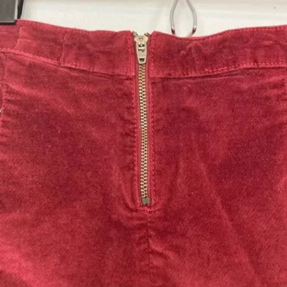 Studded cranberry velvet mini skirt Silver Back Zipper Detail Size 0 90s Y2K - Picture 6 of 10